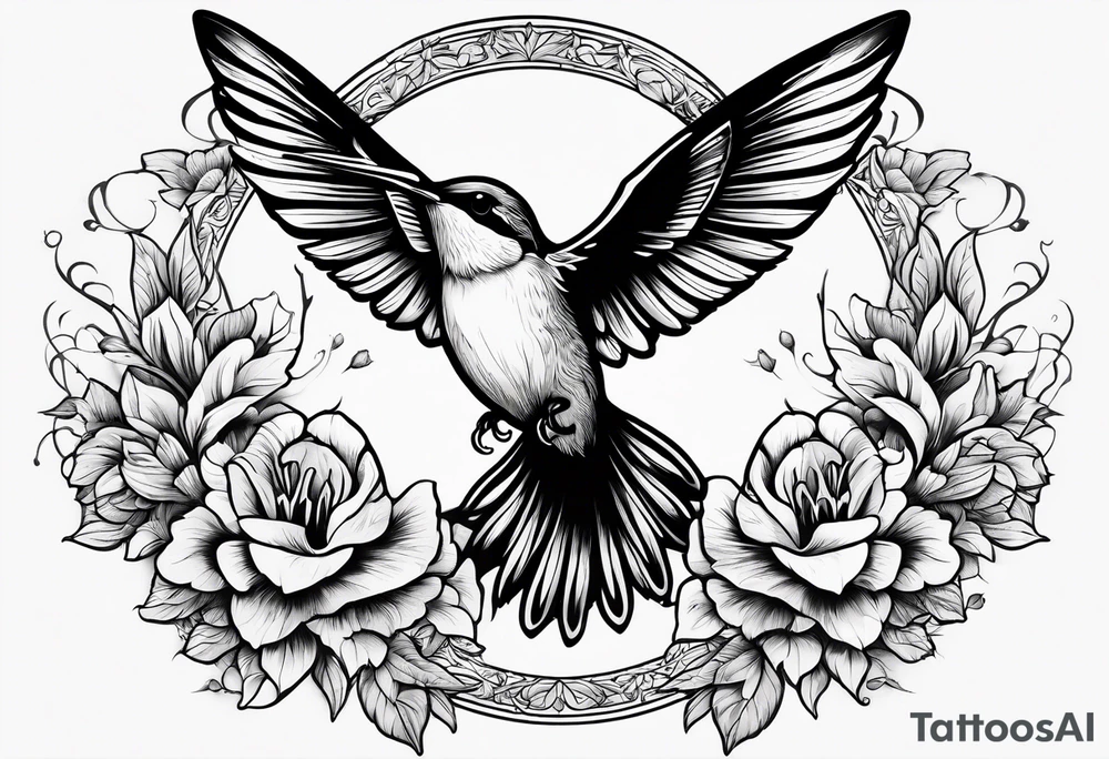 death in a shape of a humming bird tattoo idea