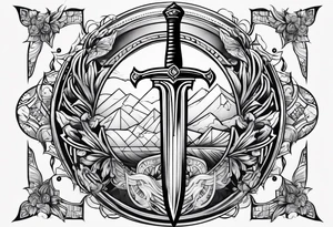 Sword with Libra scale as handle tattoo idea