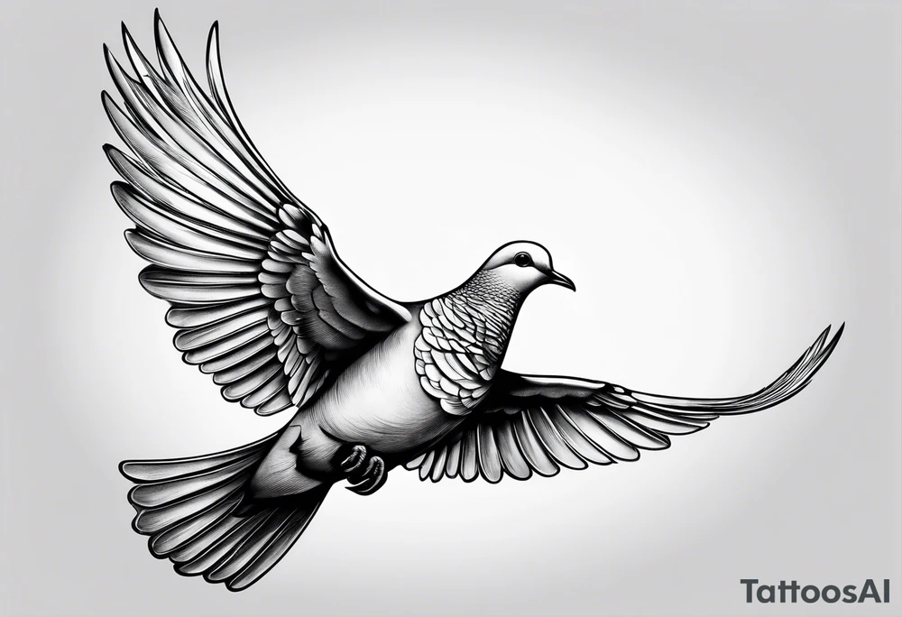Dove flying horizontally tattoo idea