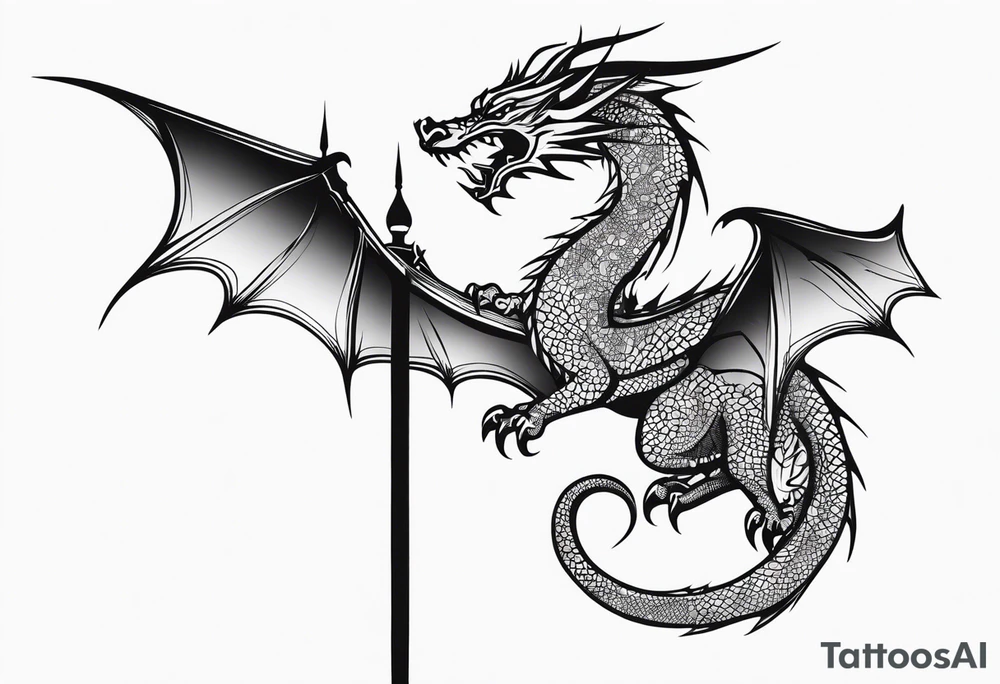 dragon wrapped around narrow pole tattoo idea