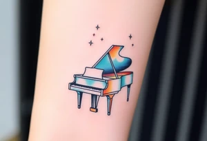 Grand piano under stars tattoo idea