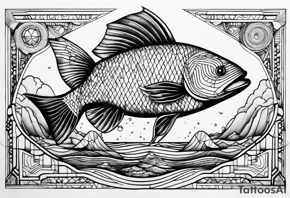 Geometric aquatic animal tattoo idea