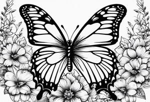 Paw prints, flowers, butterfly tattoo idea