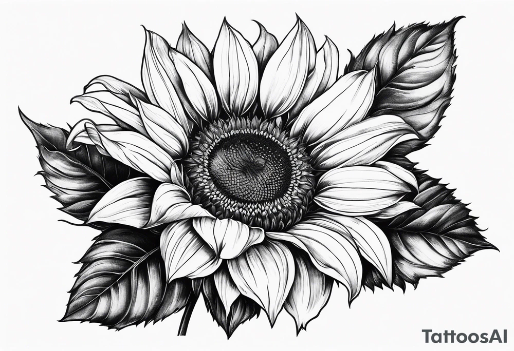 Sunflower, rose flower tattoo idea