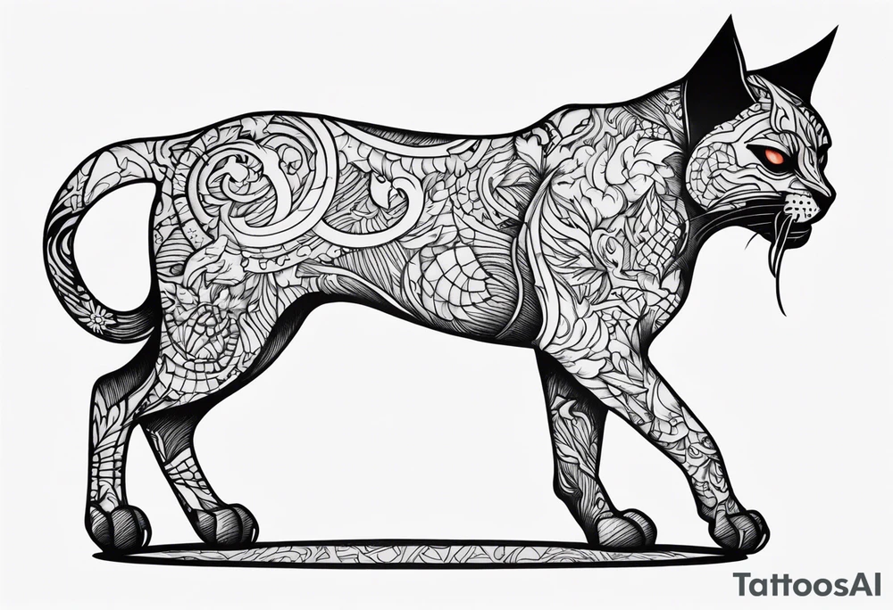 Um gato zombie demonio tattoo idea