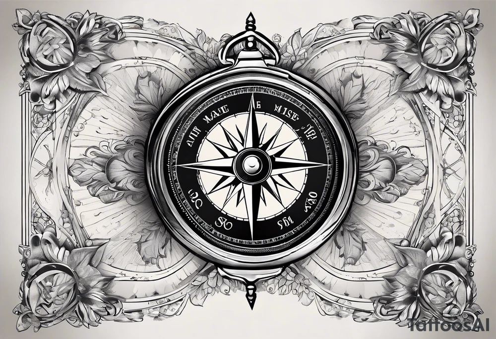 old simple pocket compass opened with both halves showing tattoo idea
