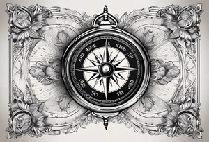 old simple pocket compass opened with both halves showing tattoo idea