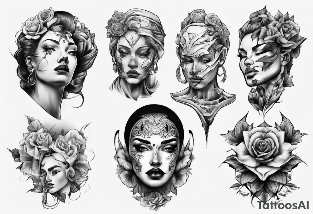 face statue tattoo idea