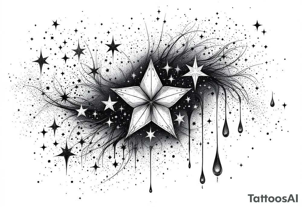 Small stars and tears background tattoo idea