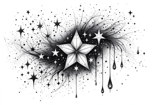 Small stars and tears background tattoo idea