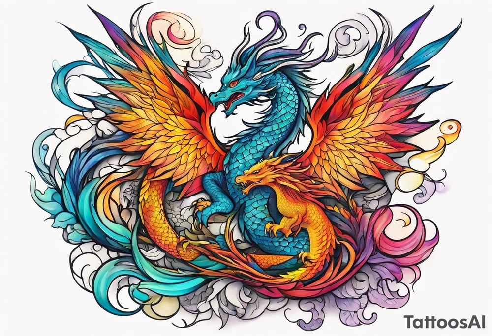 dragon and phoenix tattoo tattoo idea