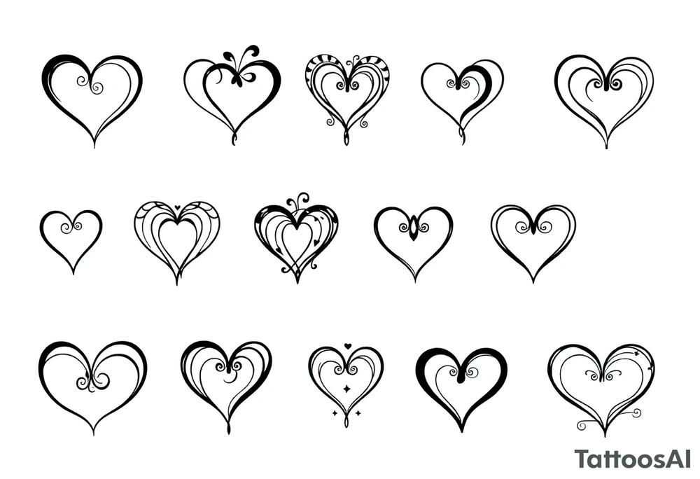 12 unique hearts tattoo idea