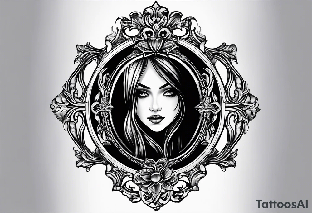 Gothic mirror tattoo idea