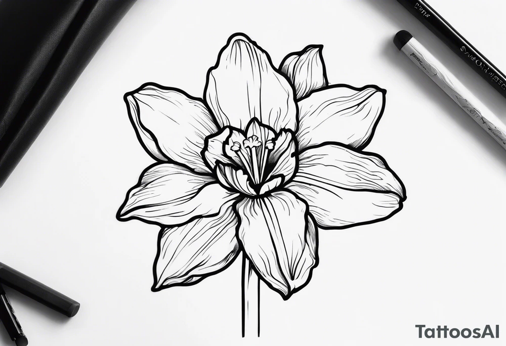 single stem narcissus flower tattoo idea