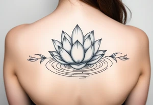 serene lotus flower emerging from sacred waters with ripples tattoo idea