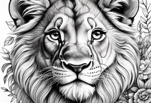 Super cute cartoon lion cub tattoo idea