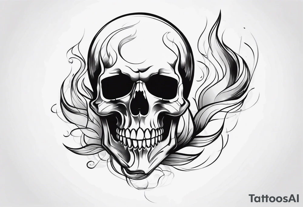 skull with smoke on top tattoo idea
