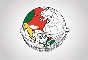 Traditional American tattoo of atlas carrying the world on his back, try to keep the colors to a minimum; red, green, brown, yellow tattoo idea