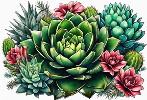 Lobo ,  cactos e árvore da vida tattoo idea