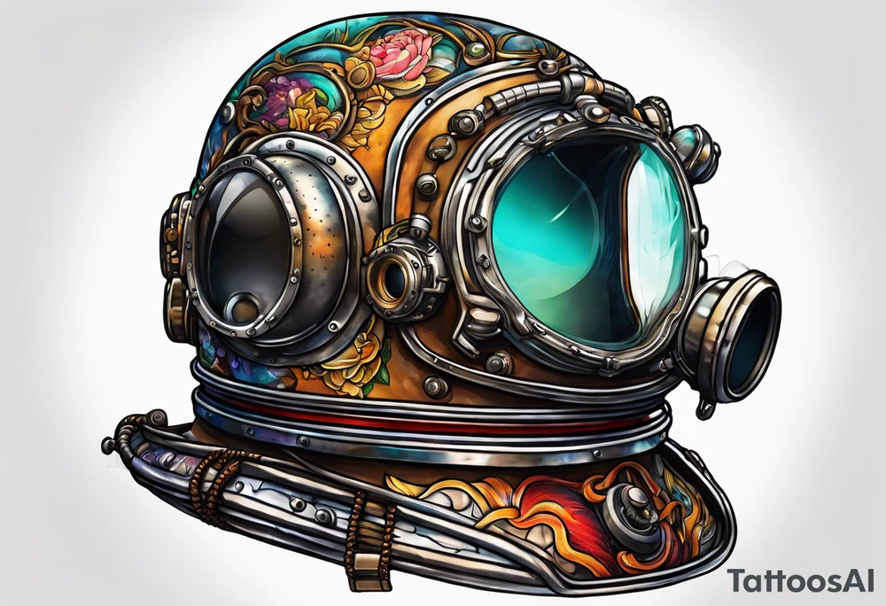 mark v diving helmet mixed with a space helmet tattoo idea