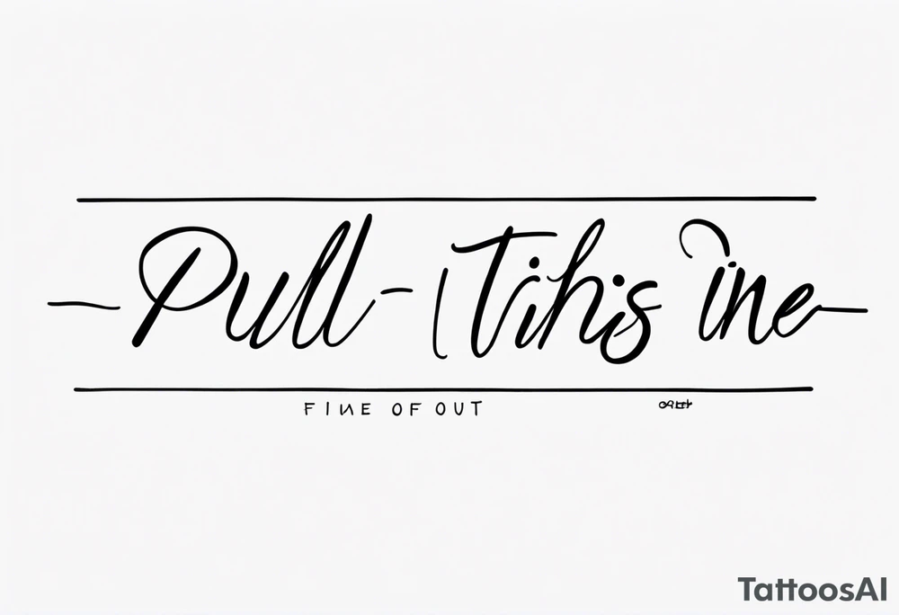 A one line horizontal fine line quote tattoo that says “pull me out of this” tattoo idea