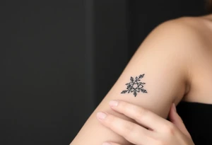 Enneagram symbol with fine line florals tattoo idea