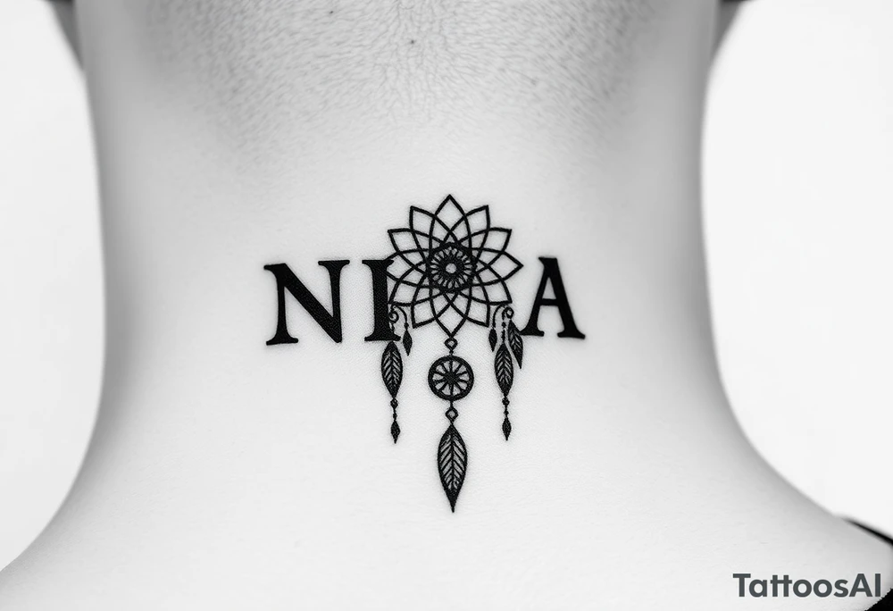 Nia letters with a dreamcatcher tattoo idea