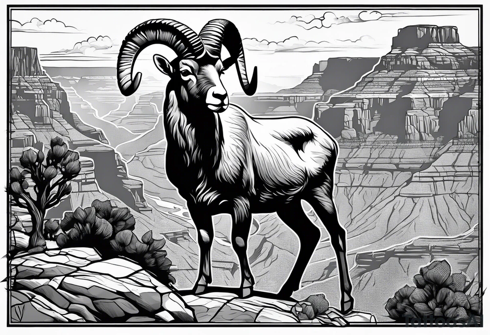 Grand canyon, big horn sheep in the distance, forearm tattoo idea