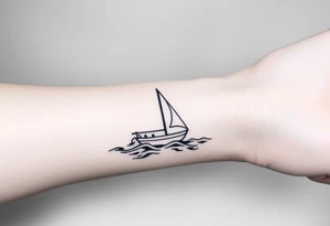 Create a simple sailboat sailing on the ocean. tattoo idea