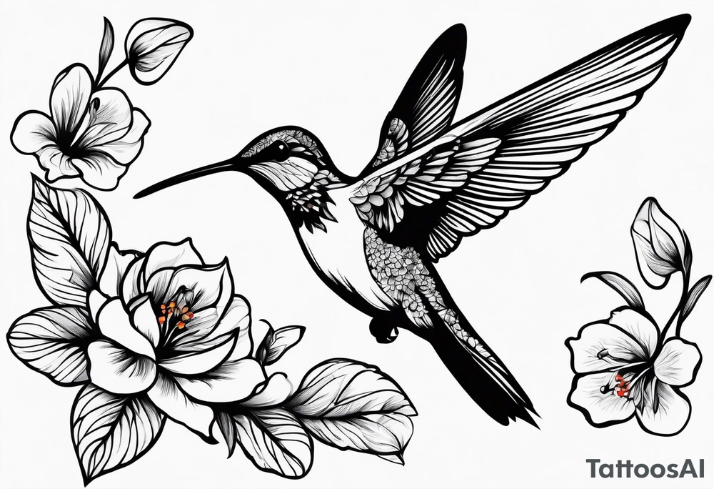 Humming bird silhouette tattoo idea
