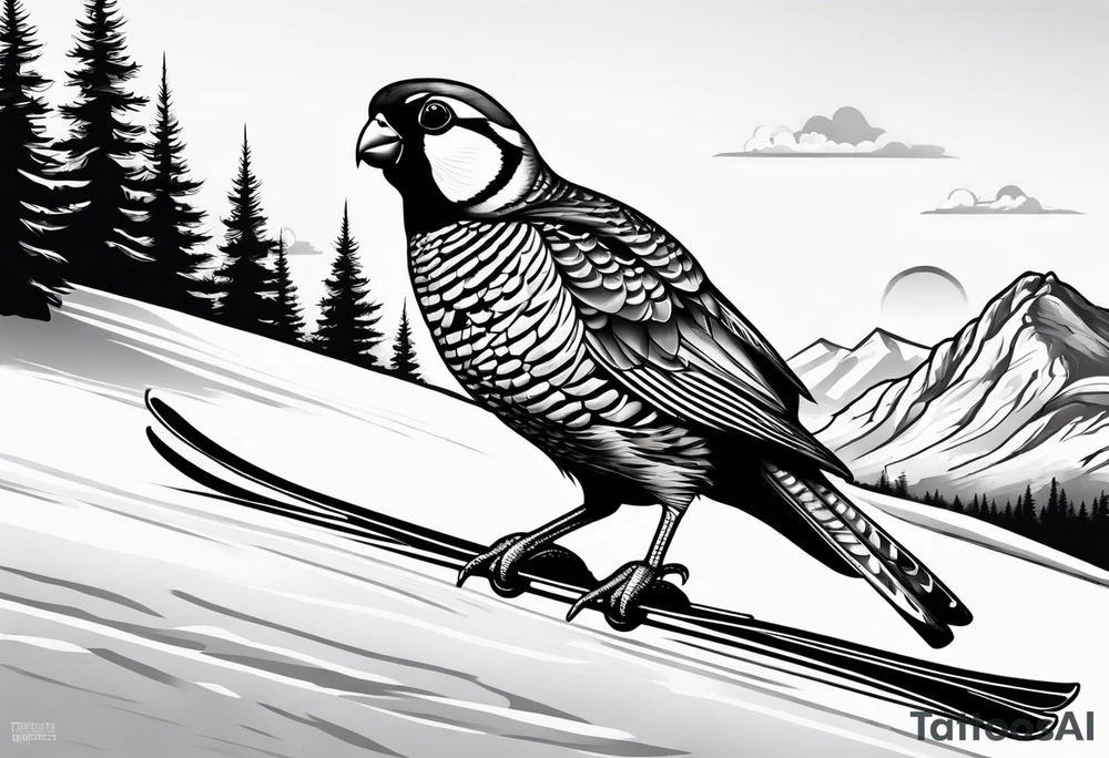 Partridge on skis with pit viper sunglasses tattoo idea