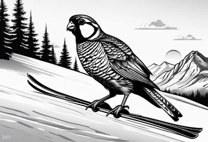 Partridge on skis with pit viper sunglasses tattoo idea