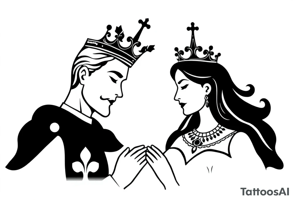 King and Queen couple with crown tattoo idea