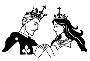 King and Queen couple with crown tattoo idea