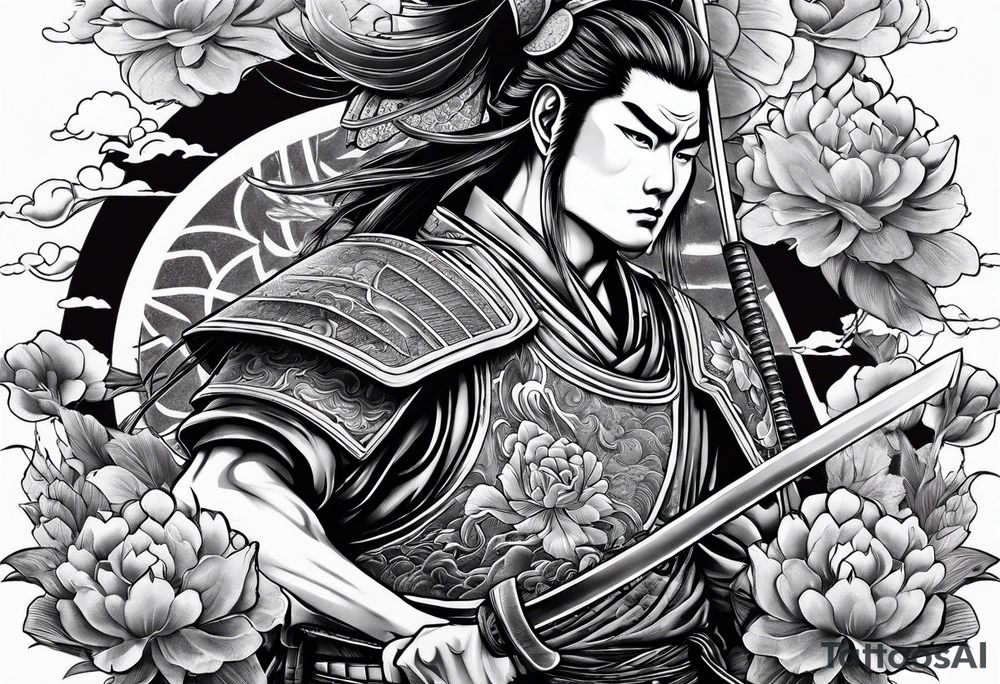 Japanese tattoo with samurai tattoo idea