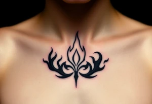 A realistic Dauntless flame symbol, surrounded by swirling embers representing sci fi movie Divergent tattoo idea