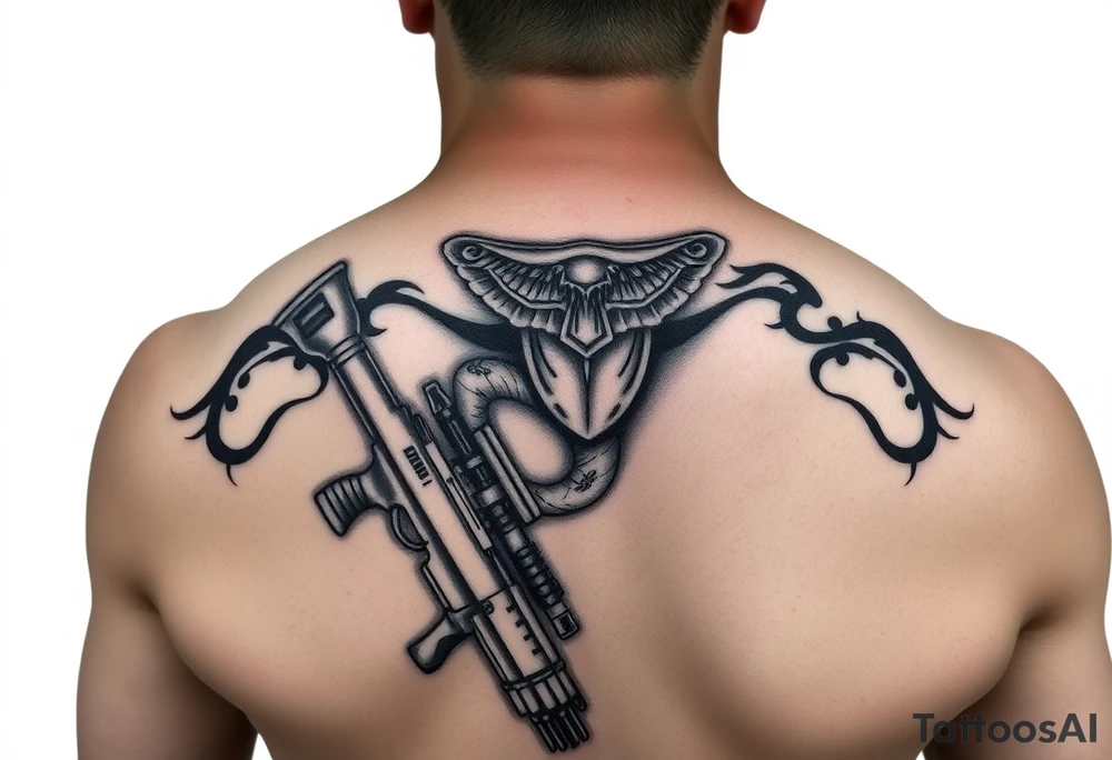 Operation Iraqi freedom combat marine veteran on chest and shoulder tattoo idea