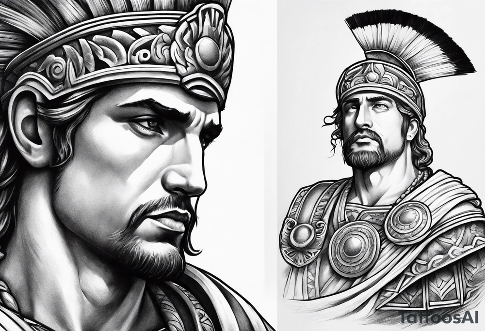 roman inspired half sleeve tattoo idea