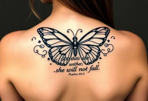 "God is within her; she will not fall" Psalms 46:5 with a butterfly tattoo idea