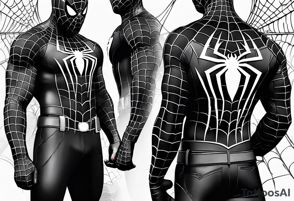 black suit spider-man on tower tattoo idea
