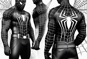 black suit spider-man on tower tattoo idea