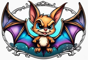 cartoon bat in style of disney, in memory of tattoo idea