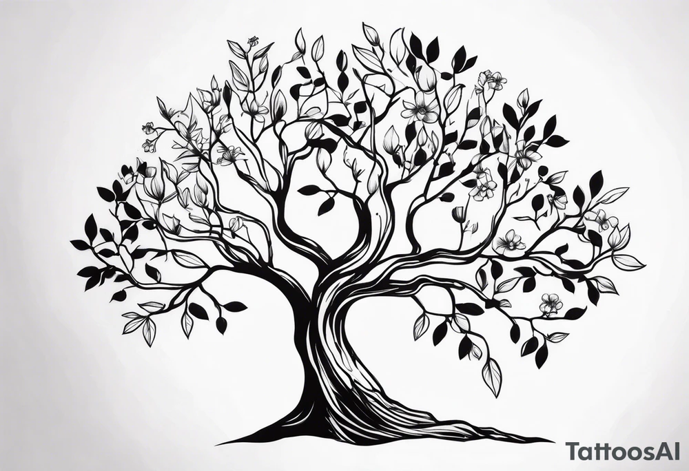 flowers tree tattoo idea