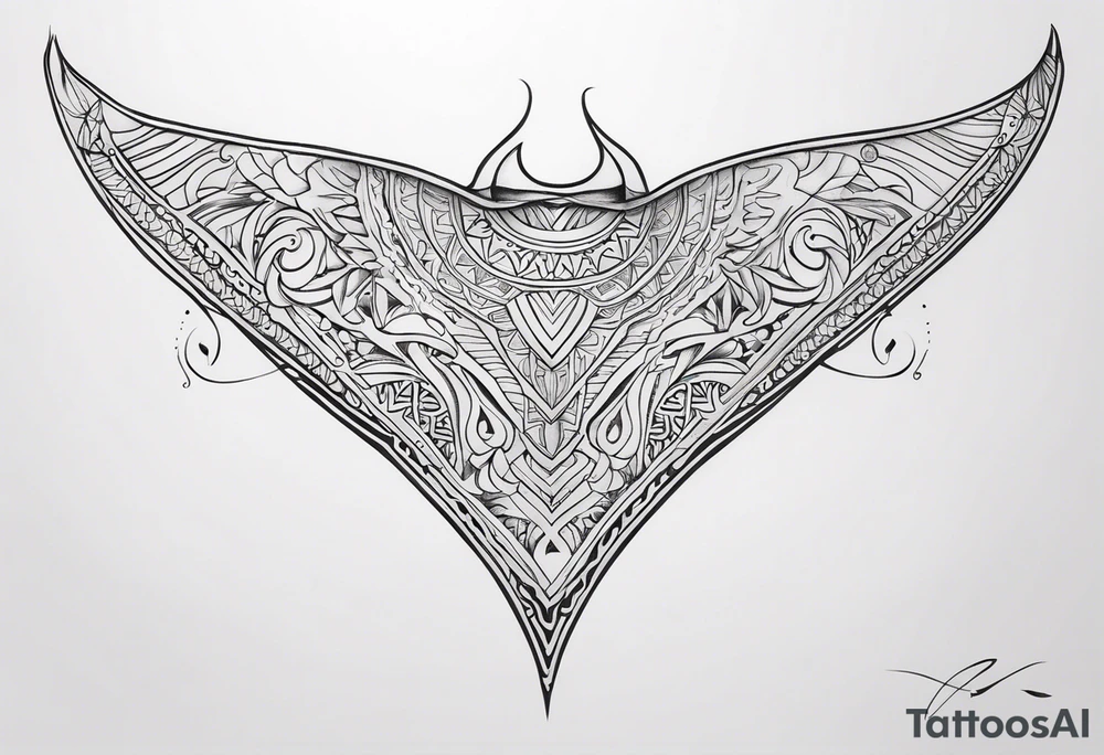 Tattoo sketch of manta ray from a sacred ornament with a small number of details, Polynesian tattoo design , without thick lines and dark spots, while maintaining the shape of Manta Ray tattoo idea