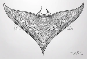 Tattoo sketch of manta ray from a sacred ornament with a small number of details, Polynesian tattoo design , without thick lines and dark spots, while maintaining the shape of Manta Ray tattoo idea