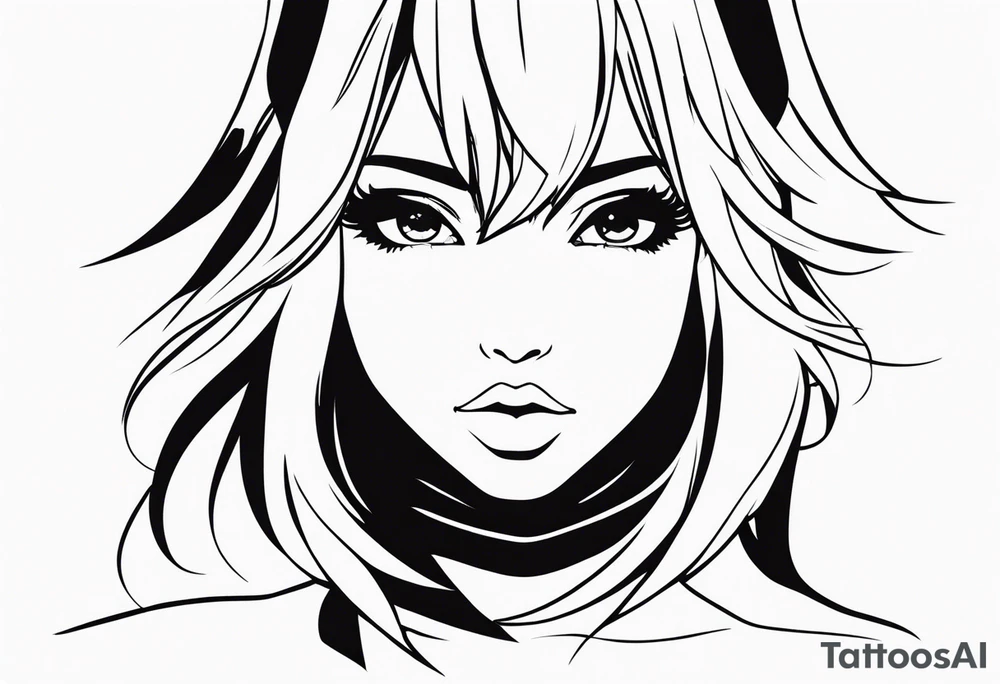 pop-art style anime girl tattoo idea