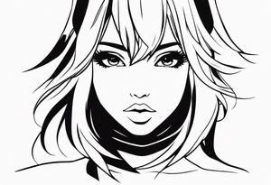 pop-art style anime girl tattoo idea