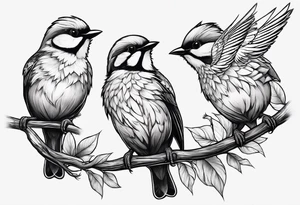 Four little birds... two of them are flying tattoo idea