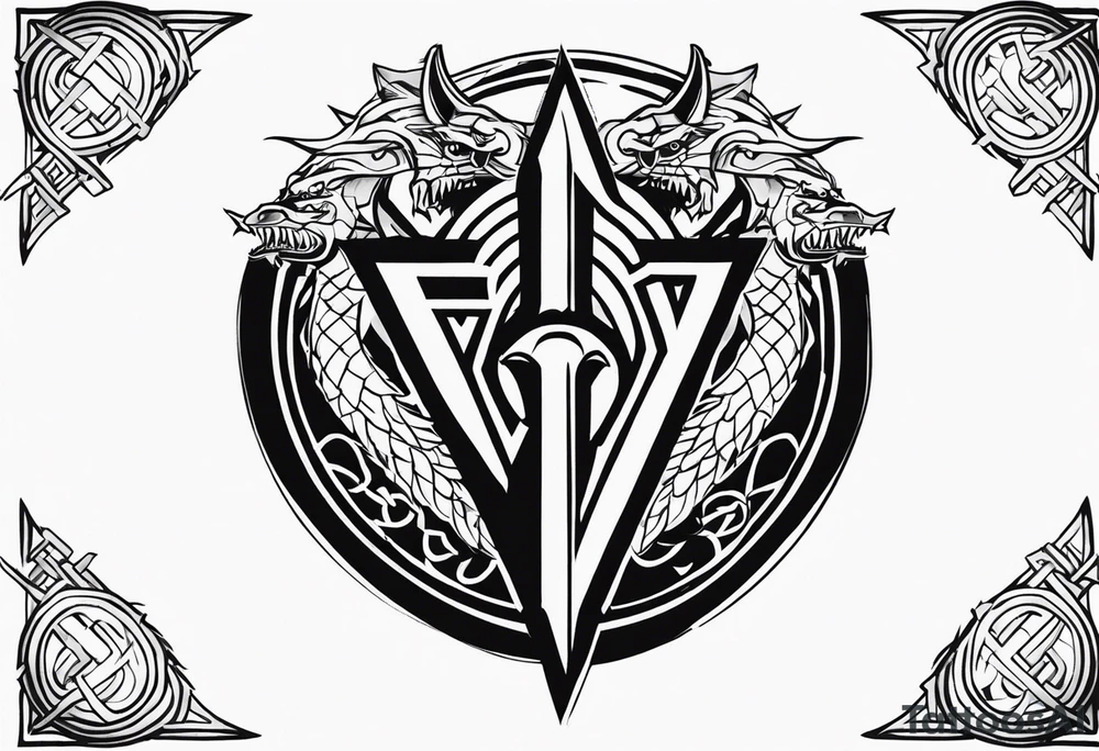 Valhalla sword shield dragon axe Valknut barbed wire
steps tattoo idea Valhalla sword shield dragon axe Valknut barbed wire
steps tattoo idea