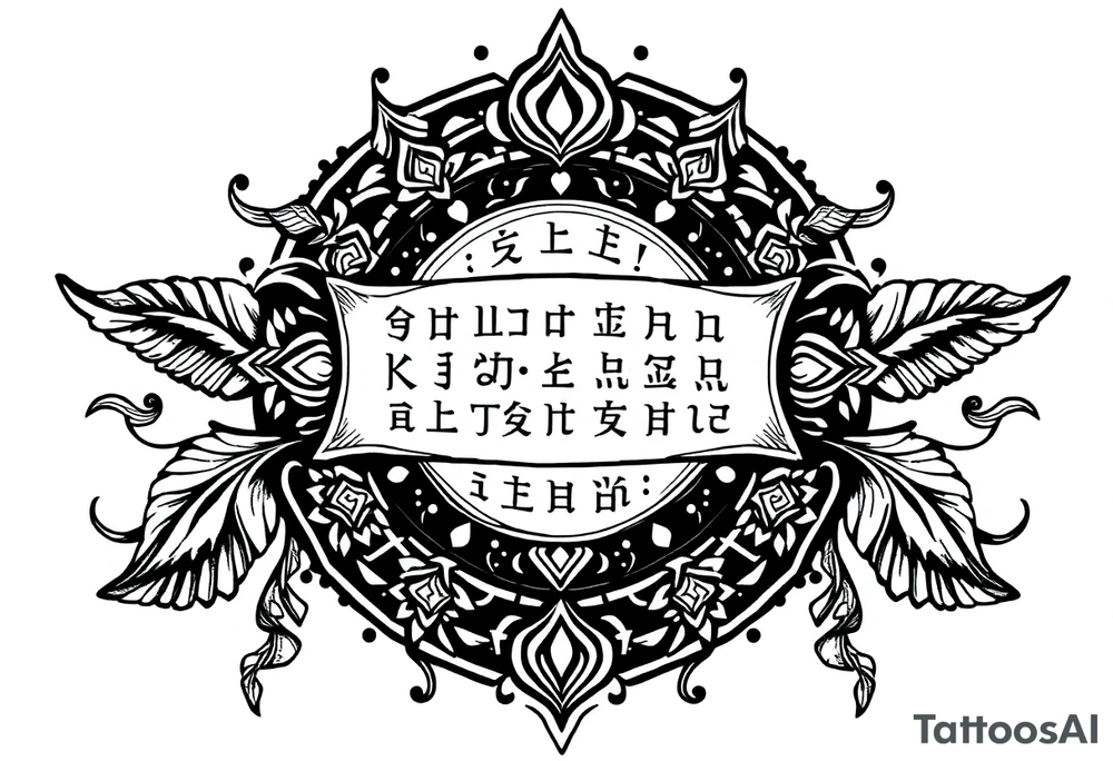 mytical shaman style ornametn with ancient rhyme tattoo idea